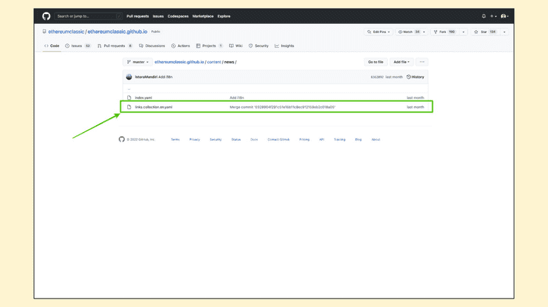 Open links yaml file.